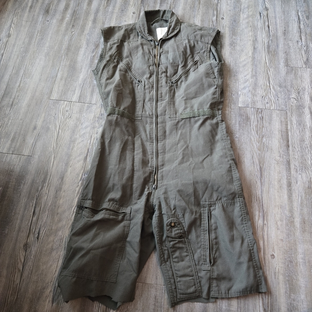 Olive Green Unisex Flightsuit Jumpsuit (Cutoff)